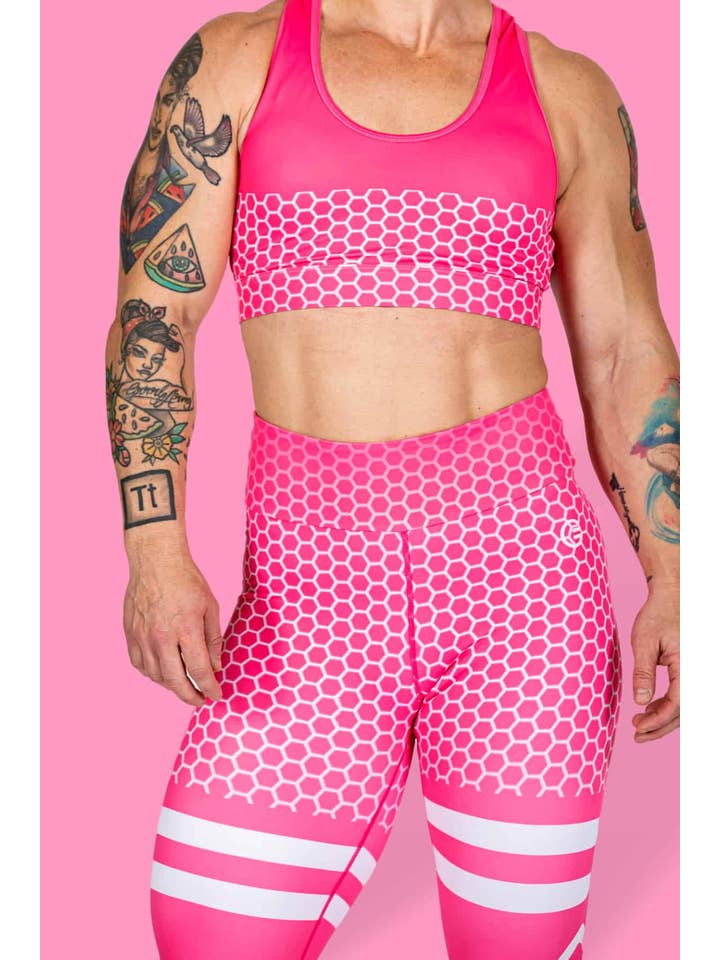 GRRRL – wholesale Athletic/lounge leggings – Women's – Bubblegum Honeycomb Thigh High Next Level Leggings1