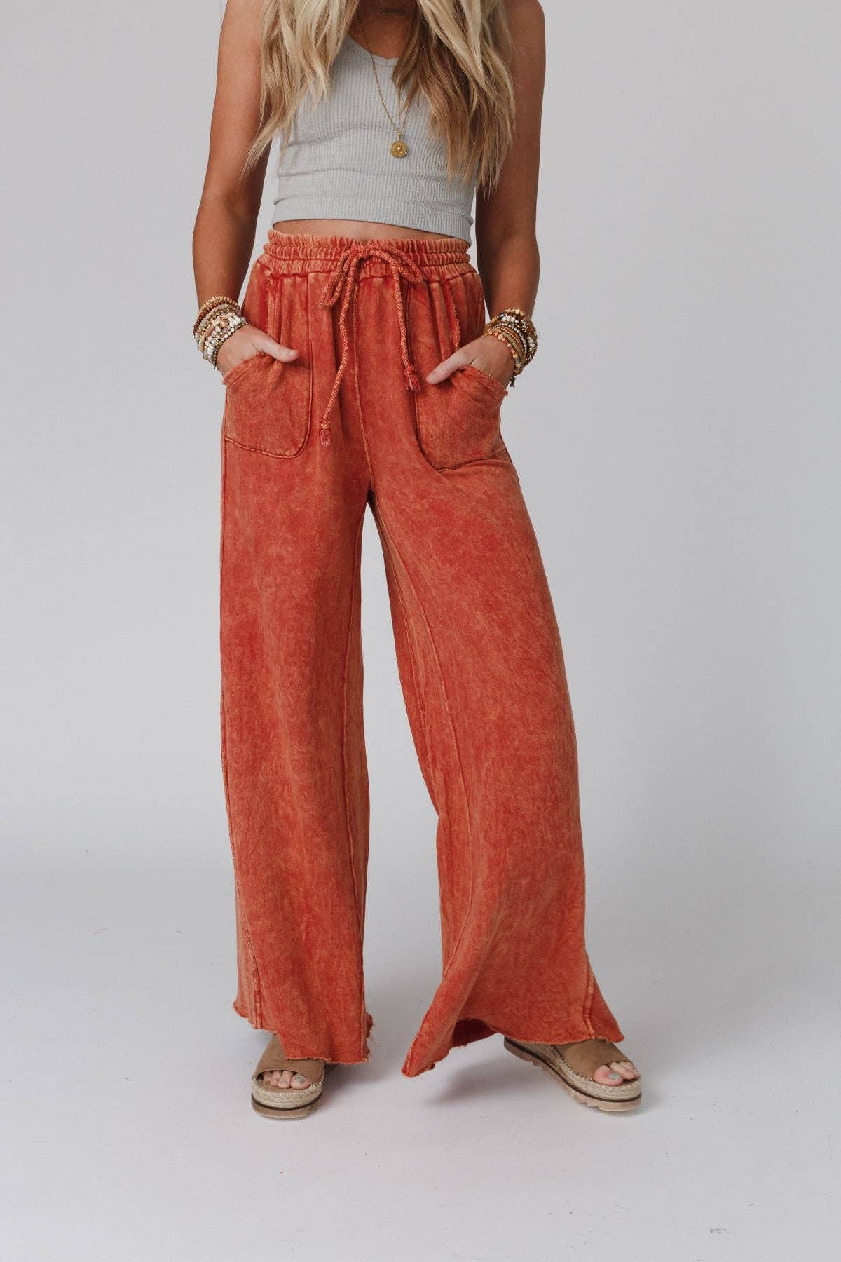 Three Bird Nest - Vente Pantalon – femme - Pantalon Relaxing Robin à Jambe Large - New Brick4