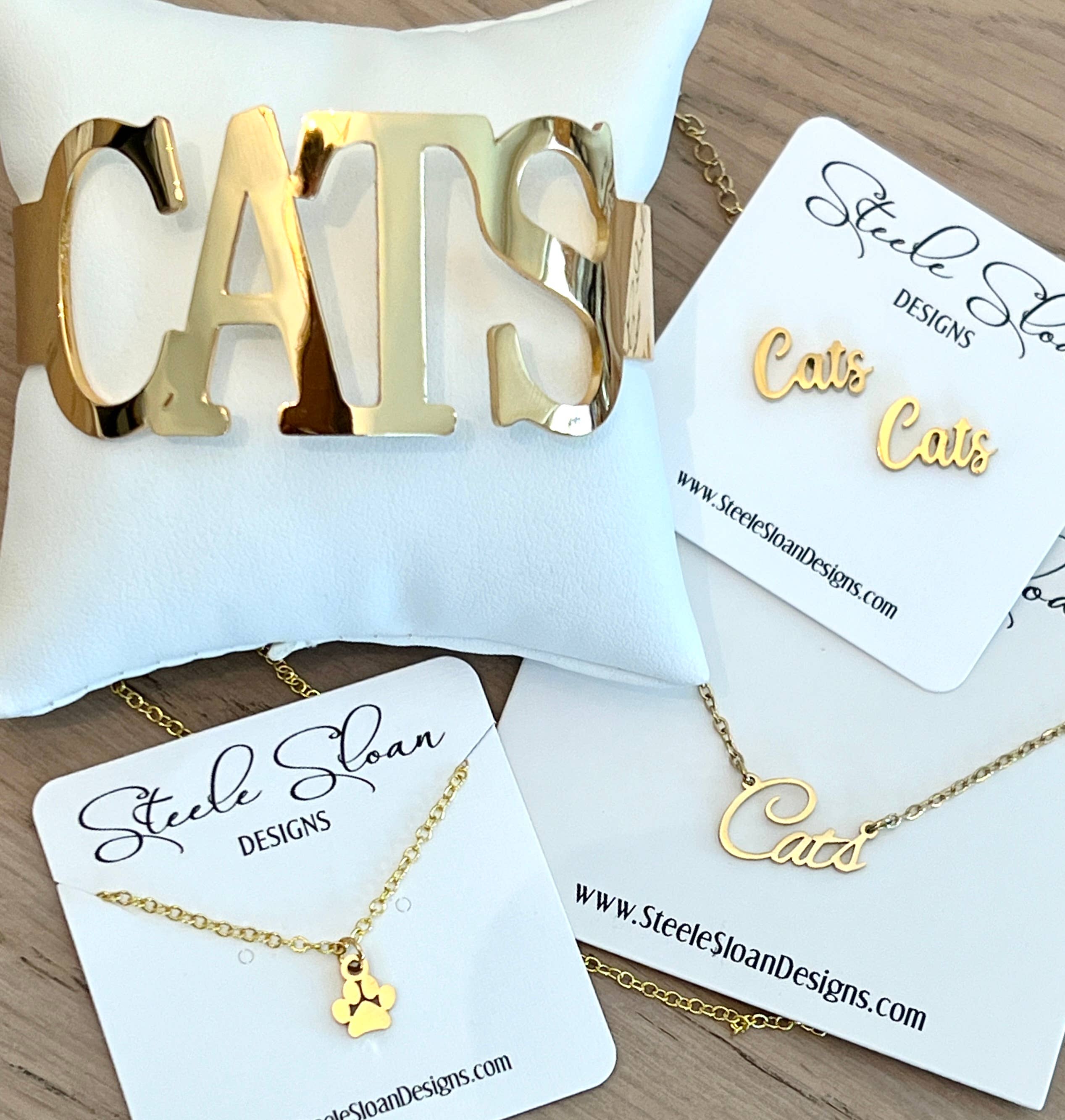 Steele Sloan Designs - Wholesale Cuff Bracelet - CATS Bangle Bracelets Tarnish Resistant All Caps -Go CATS4