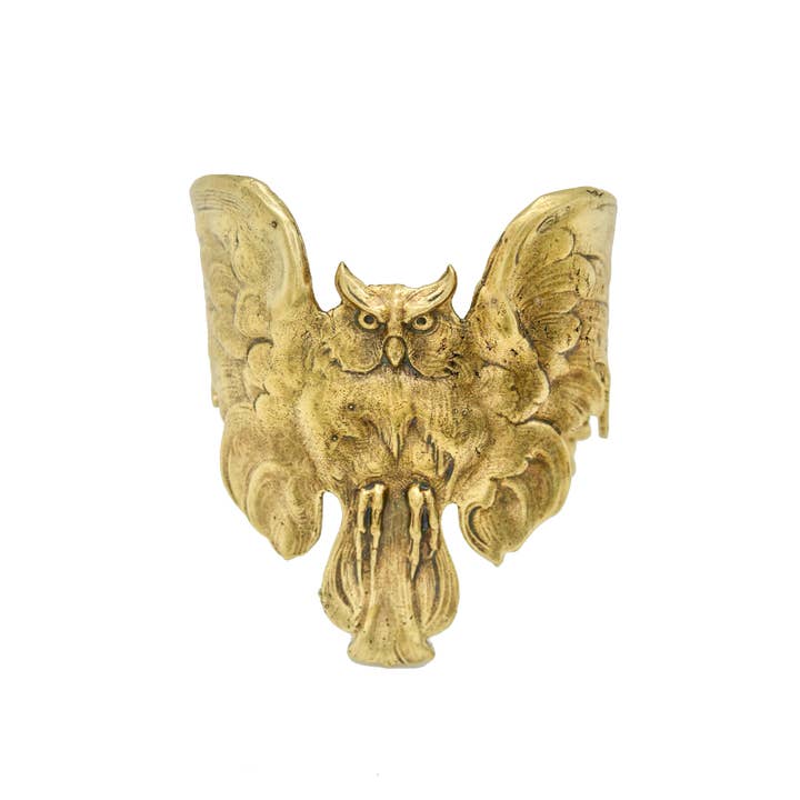 Large Owl Cuff for wholesale by Alkemie Jewelry