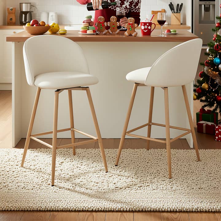 26" Counter Bar Stools,Swivel, Beige/Gray/Blue for wholesale by HOMYCASA DESIGN INC