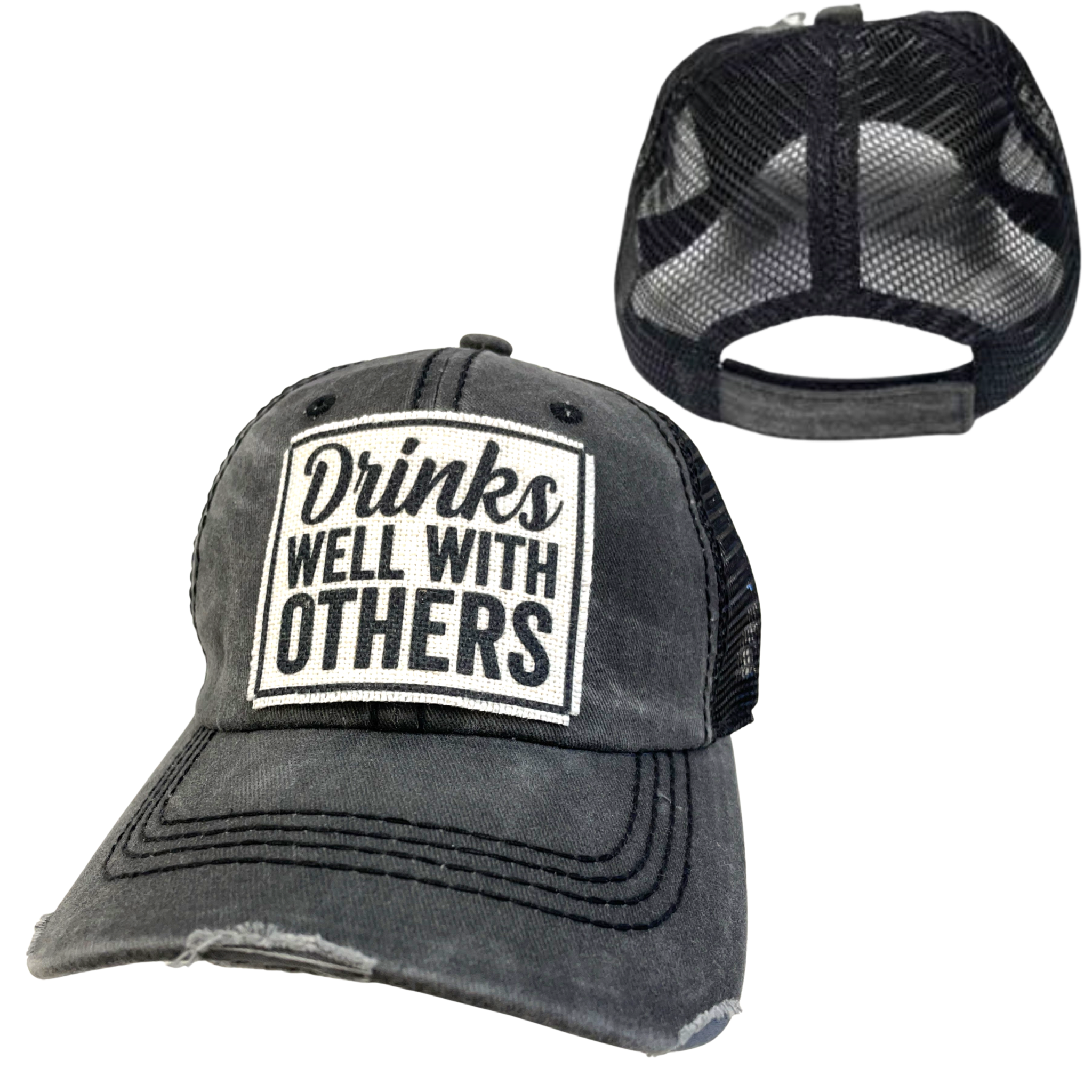 dkhandmade - Wholesale Trucker Hat - Unisex - DRINKS WELL WITH OTHERS BALL CAP | UNISEX HAT | DISTRESSED9