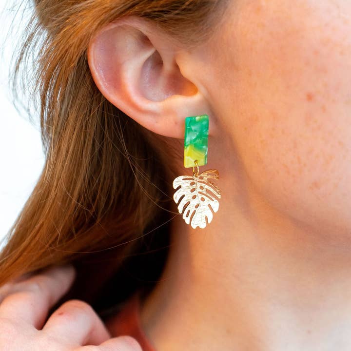 Spiffy & Splendid - Wholesale Dangle Earrings - Mini Belize Earrings - Green // Resort, Plant, Jewelry5