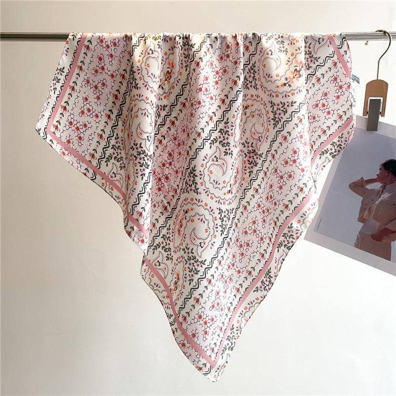 SueSilkHK - Wholesale Scarf - Women's - Summer Japanese prints 70cm square scarf, Silk textured scarf, Sun protection satin scarf, Neck scarf, Satin Shawl, Gift4