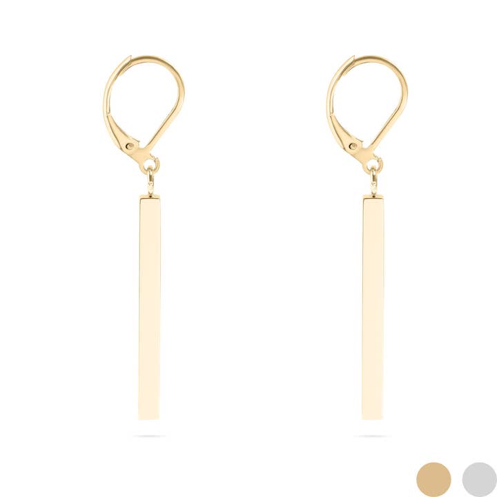 WJW - Wholesale Dangle Earrings - 18K Gold Stainless Steel Dangle Vertical Drop Bar Earrings