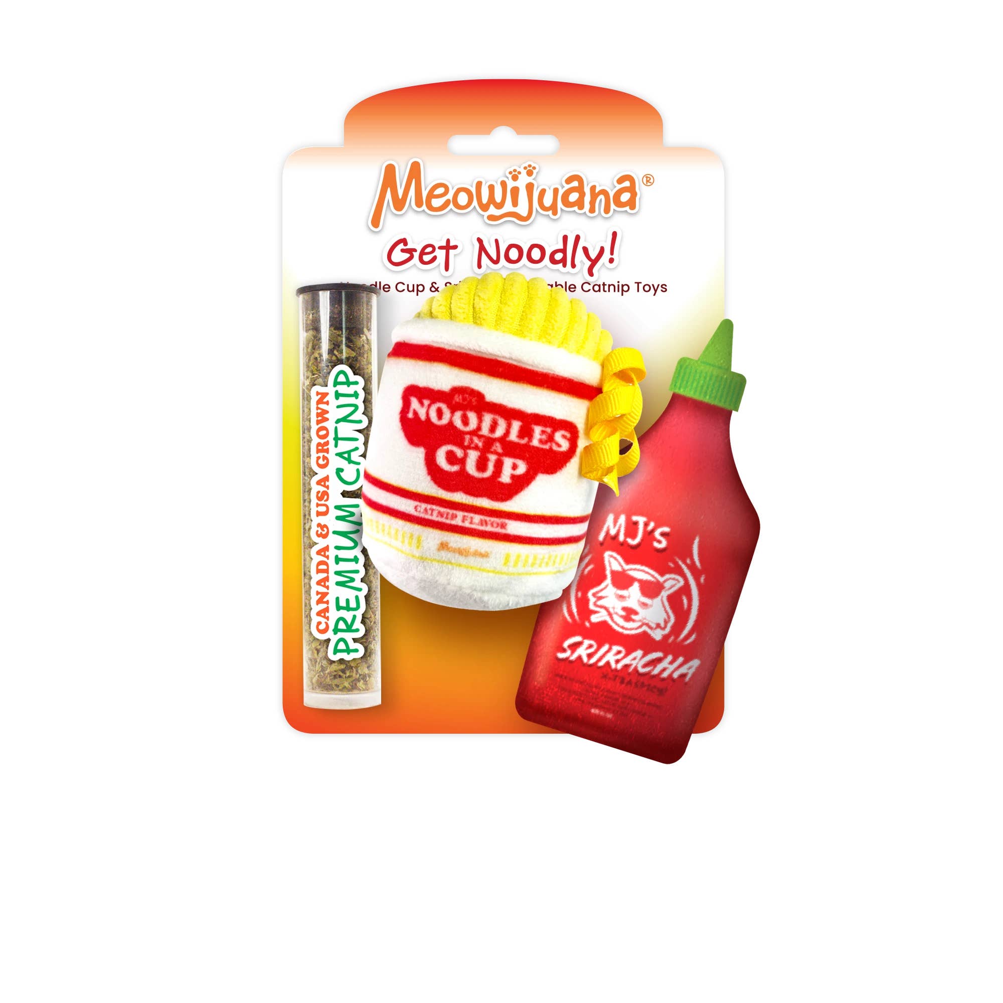 SmarterPaw | Meowijuana & Doggijuana – Großhandel Haustierspielzeug – Katze – Meowijuana® Noodly Noodles & Sriracha Katzenminze-Spielzeug 2er-Pack