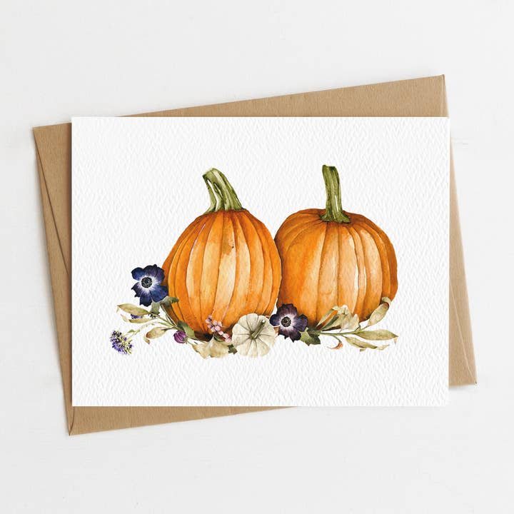 Carte de vœux de citrouille d'automne, Joyeux Halloween, Thanksgiving pour la vente par Blue Thistle