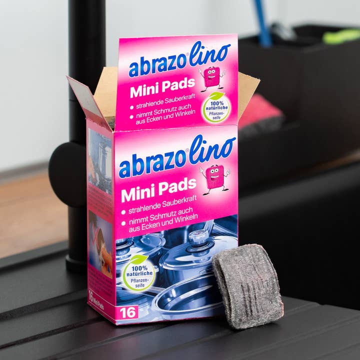 abrazo – Großhandel Reinigungsschwamm – abrazolino Mini Pads - 16 verseifte Reinigungspads, handlich