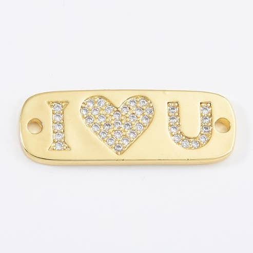 Gold Filled I Love You Charm Connector CZ Micro Pave, CN485 for wholesale by Beads Creation