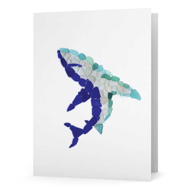 Sea Glass Shark Card for wholesale by Beachcombing / Etched by the Sea