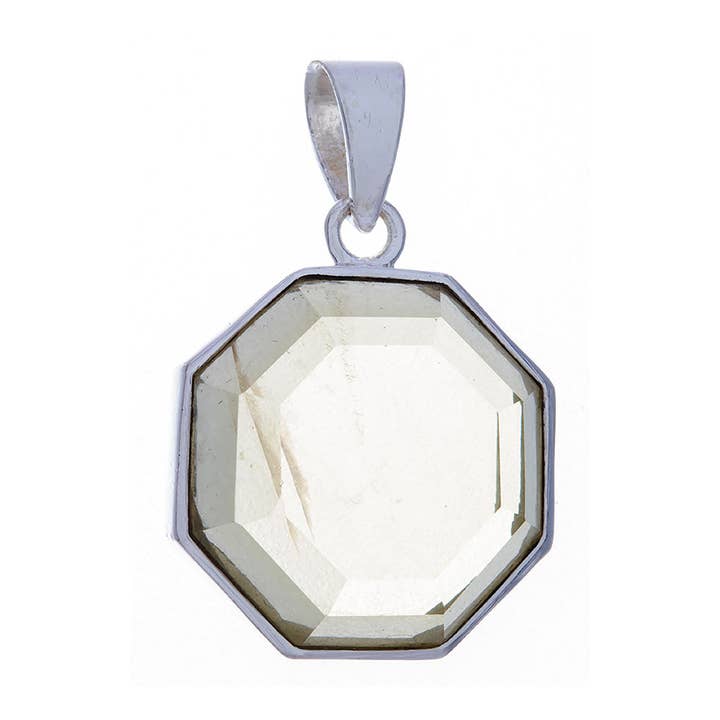 Ciondolo ottagonale con topazio giallo sfaccettato (altezza 26 mm) per la vendita all'ingrosso da parte di Kheops BLJ Jewelry