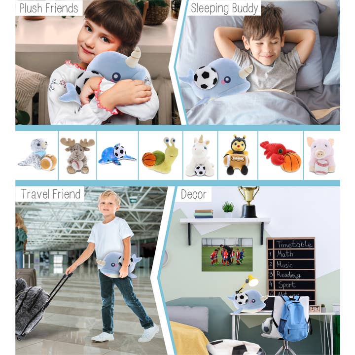 Cota Global - Wholesale Knuffels - Kinderen en baby - Pluche Voetbal - Baby Zacht Pluche - Blauwe Narwal