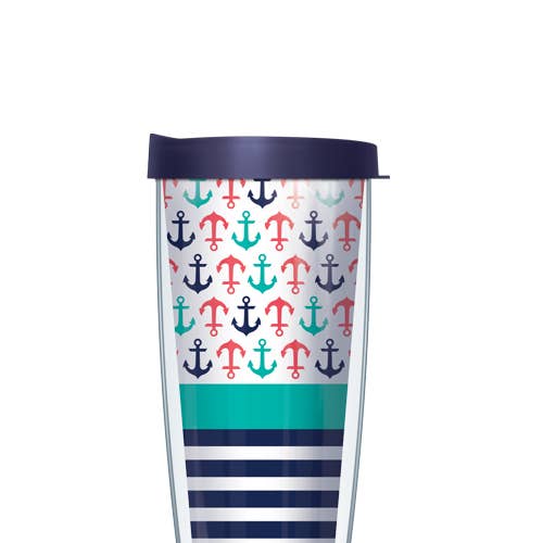 Preppy Anchors & Stripes Tumbler for wholesale by FREEHEART