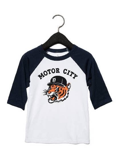 Ink Detroit Motor City Kitty Toddler Baseball T-Shirt - Black for wholesale by Ink Detroit