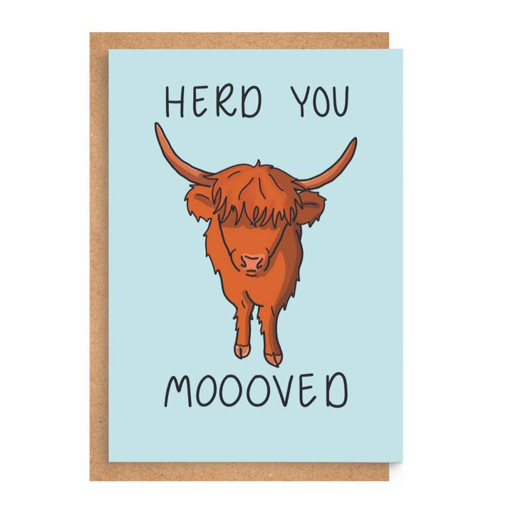Herd you Moooved Greeting Card for wholesale by Quirky Doodles