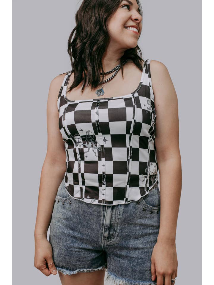 MK629 Checkered Corset for wholesale on Faire
