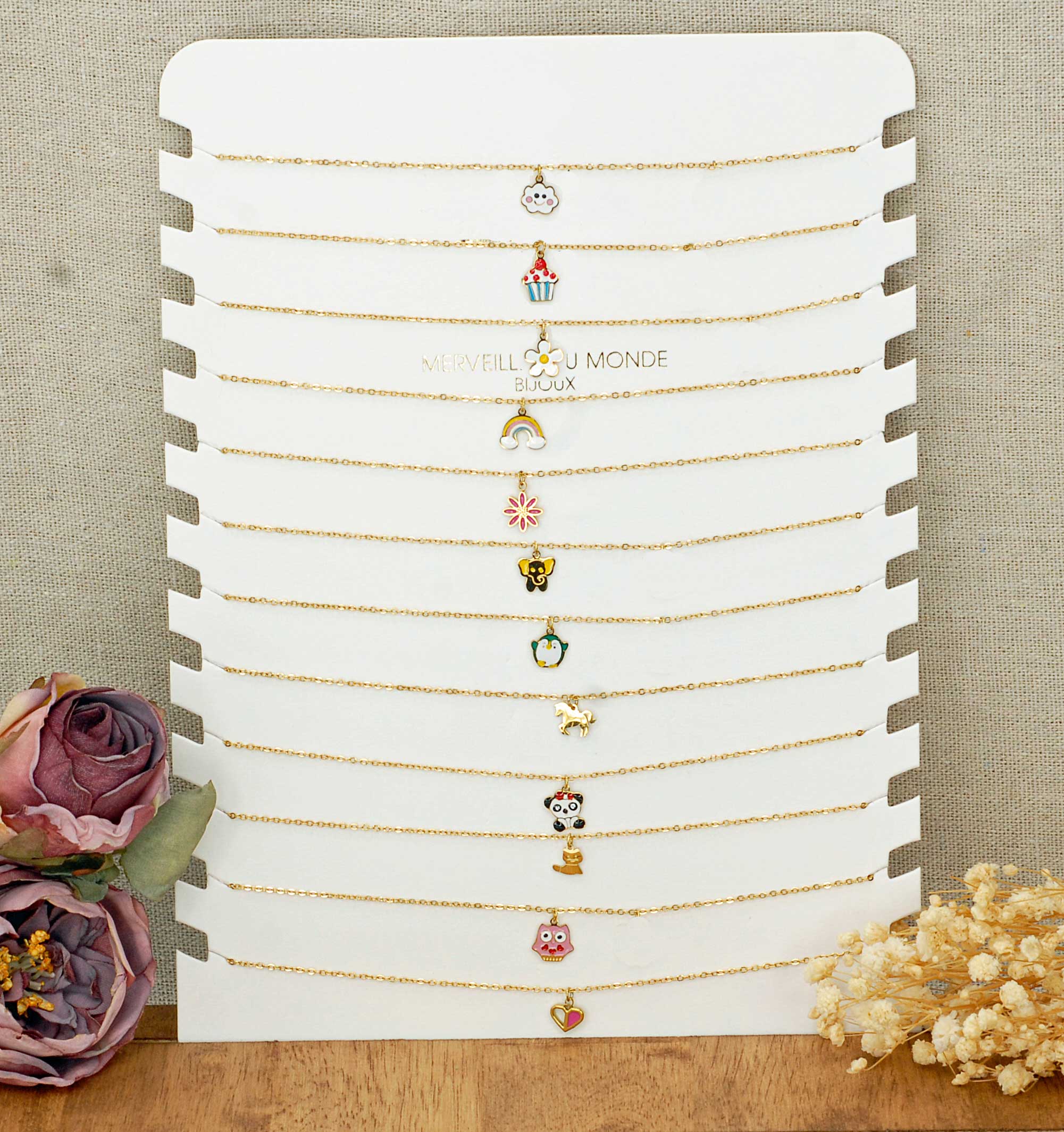 Merveilles du Monde - Vente Boîte/rangement à bijoux – enfant - Kit Bijoux enfant Acier inoxydable Doré1