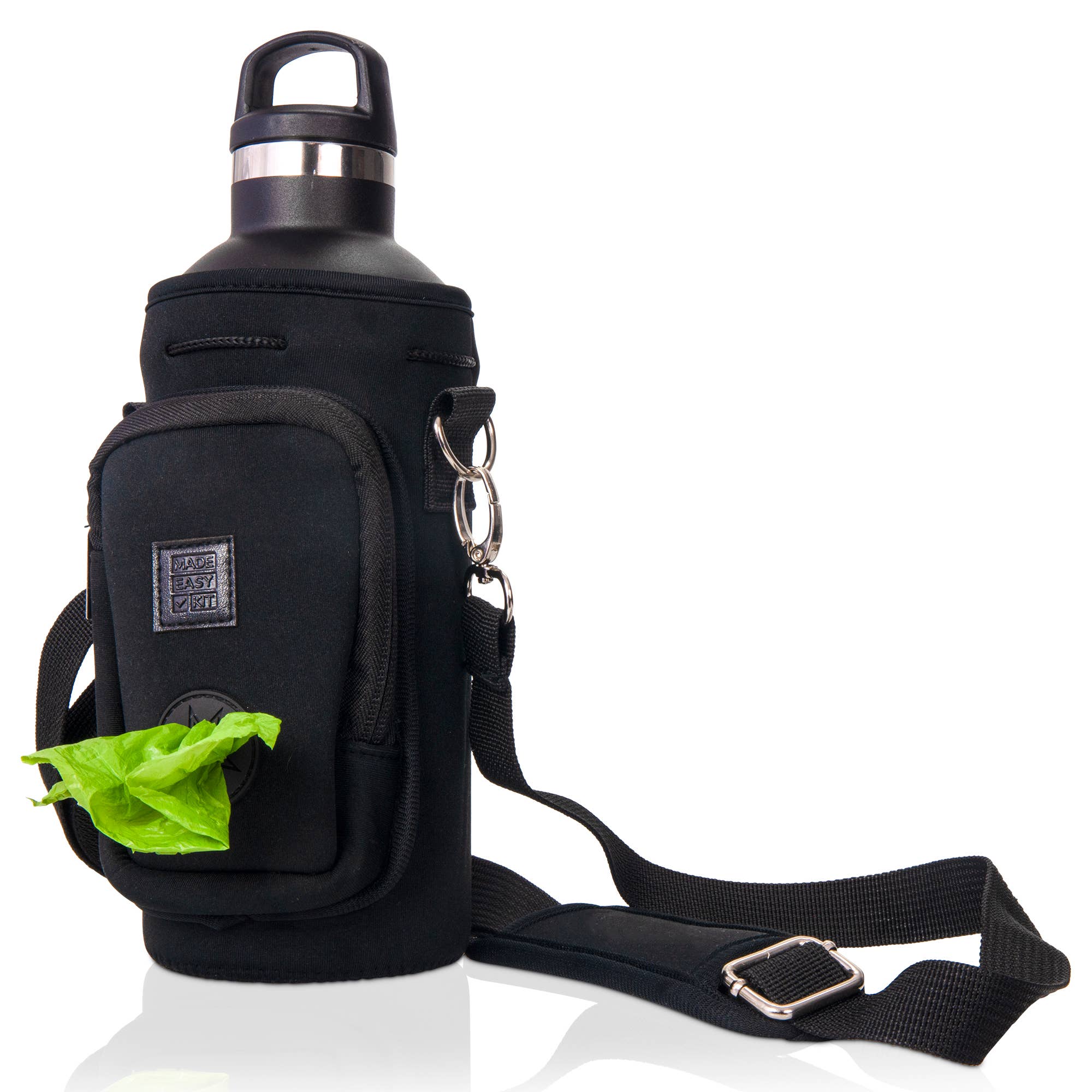 MADE EASY KIT – Suporte para garrafas/garrafeira por atacado – Kit fácil de transportar garrafa de água com bolso para saco de cocô de cachorro16