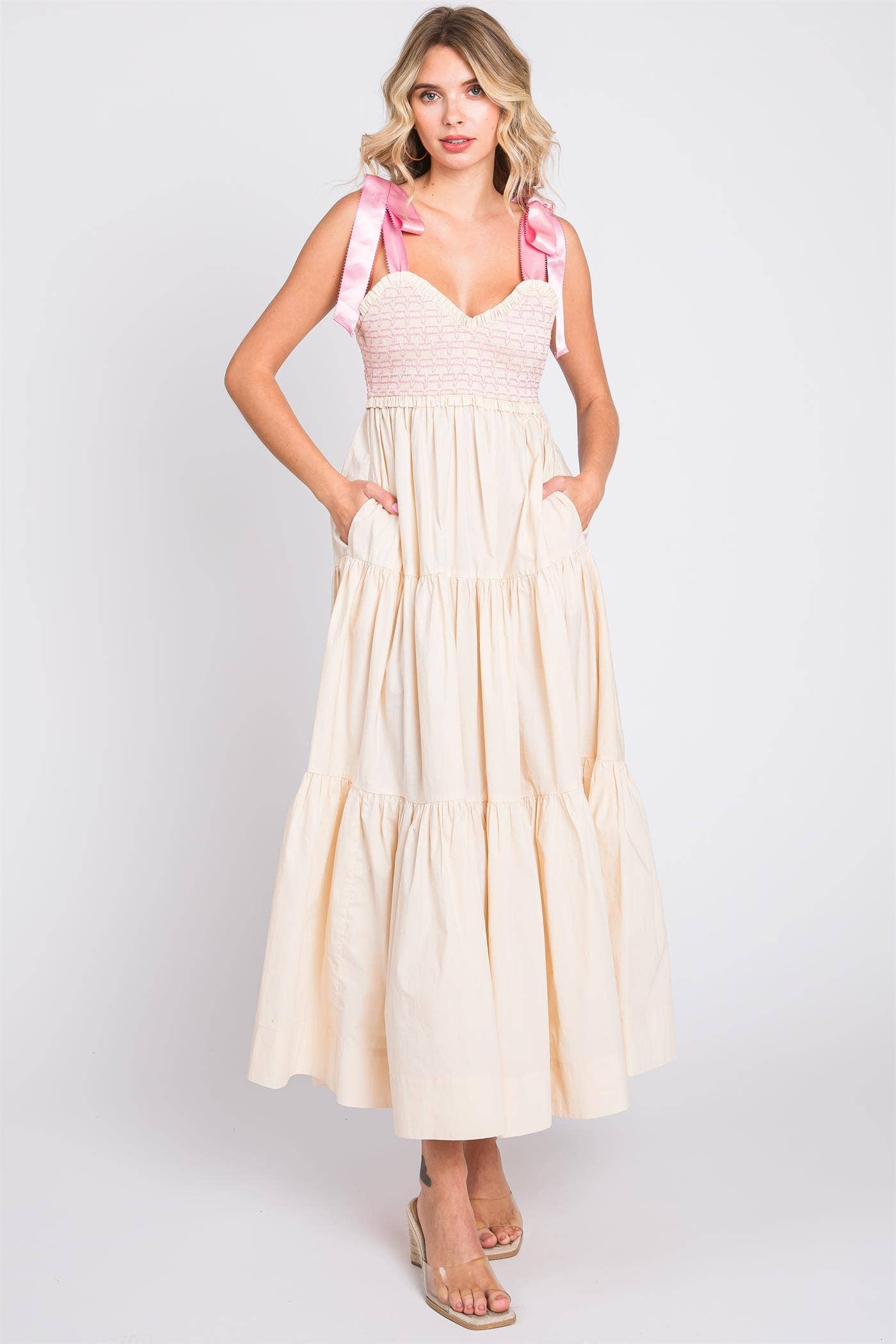 GeeGee x Lovelo - Vendita all'ingrosso Vestito - Donna - Abito midi plissettato a balze taglie comode, MD51552PL46