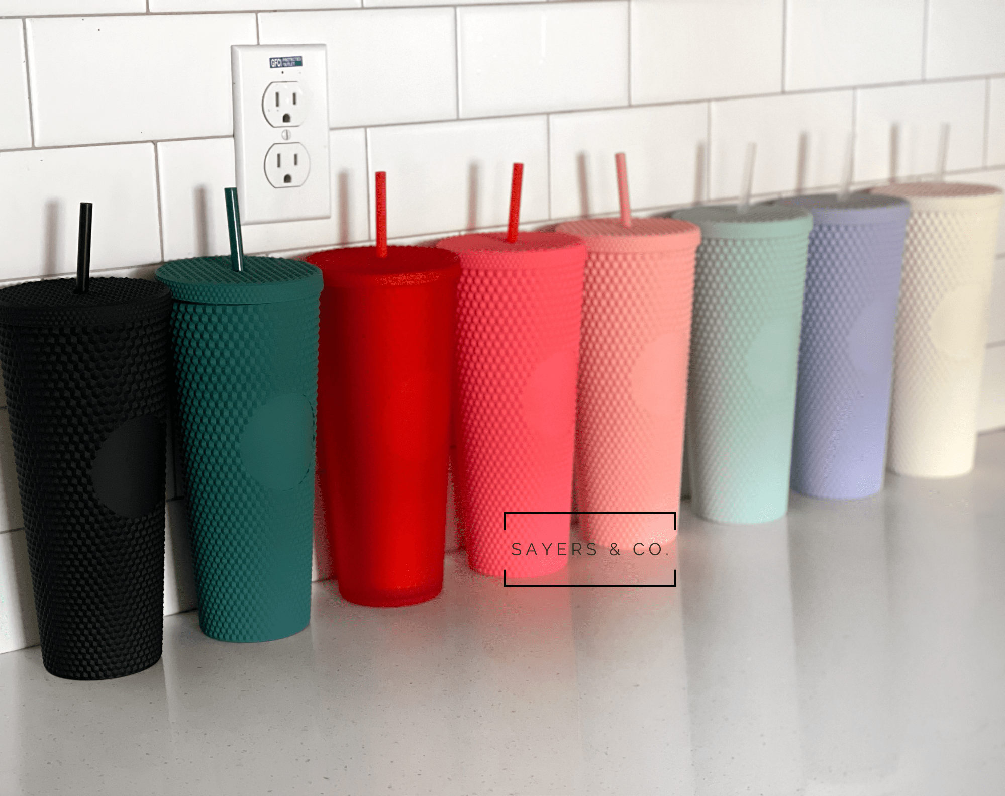 Matte Black 24oz Matte & Glossy Studded Double Walled Tumbler for wholesale on Faire14