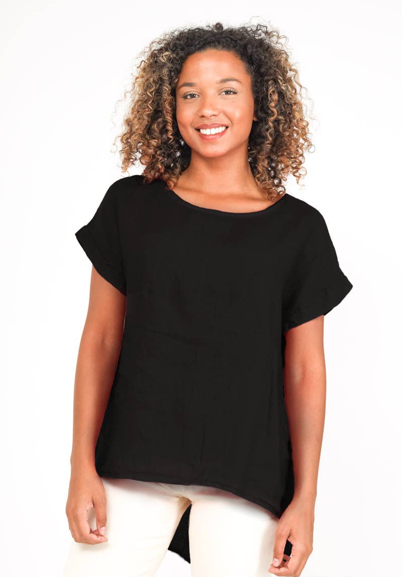 L'Emotion – wholesale Tunic – Women’s – Buttoned Back Opening T-Shirt 100% Linen4