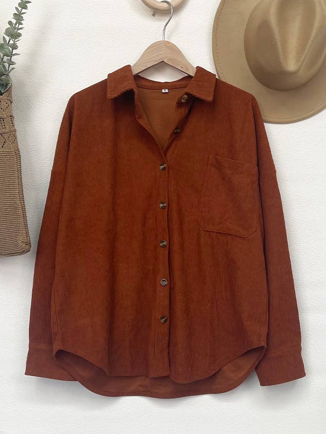 Brown Corduroy Shacket Shirt Jacket Women STC209 -B2 for wholesale on Faire3