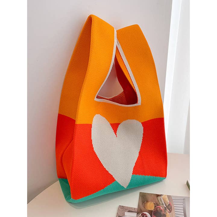 FurDecoration - Wholesale Tote Bag - Women's - Colorful Heart Patterned Bags - Handbags