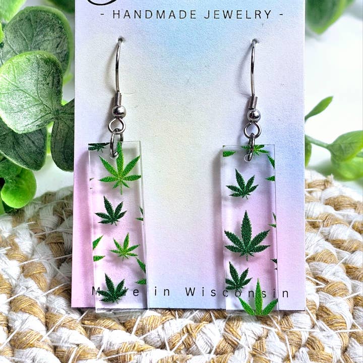 Jedi Woods LLC - Wholesale Dangle Earrings - Marijuana Leaf Earrings