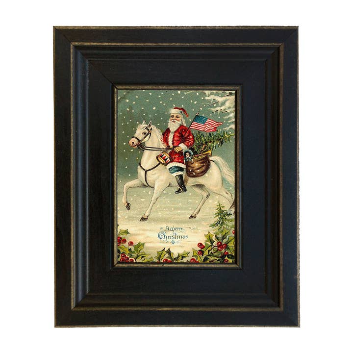 Santa Claus with American Flag Victorian Print on Canvas for wholesale by Madison Bay Co. - Historical Home Decor Reproductions