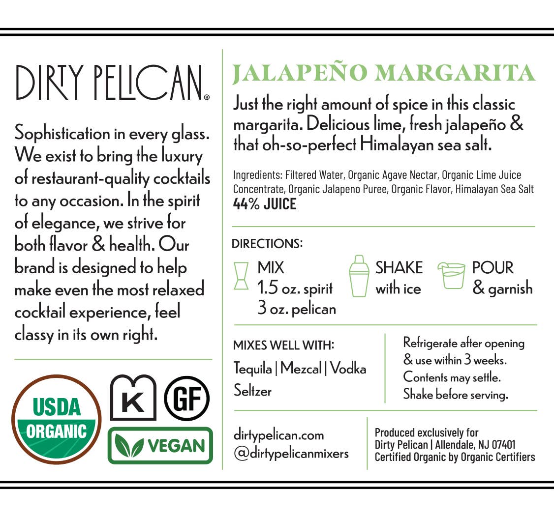 Dirty Pelican - Vente Mélange/sirop pour cocktails - Margarita au jalapeno6