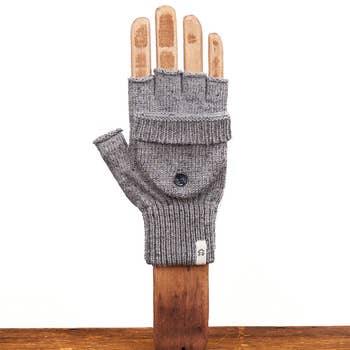 Ragg Wool Fingerless Glove - Jungle Melange With Natural Deerskin