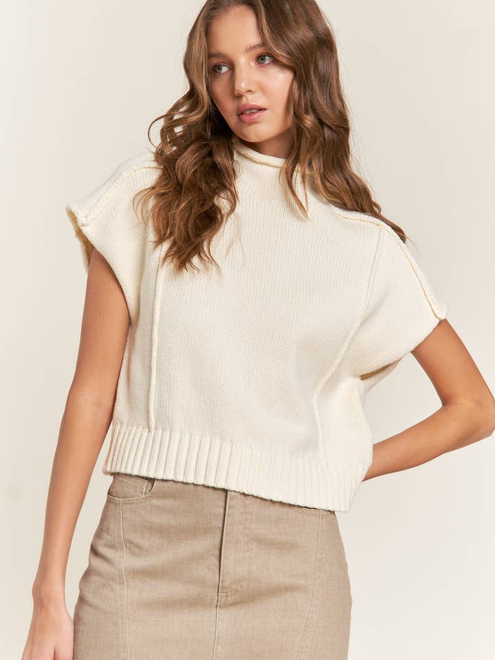In the Beginning - Wholesale Sweater Vest - Women's - Gray Short Sleeved Sweater Vest