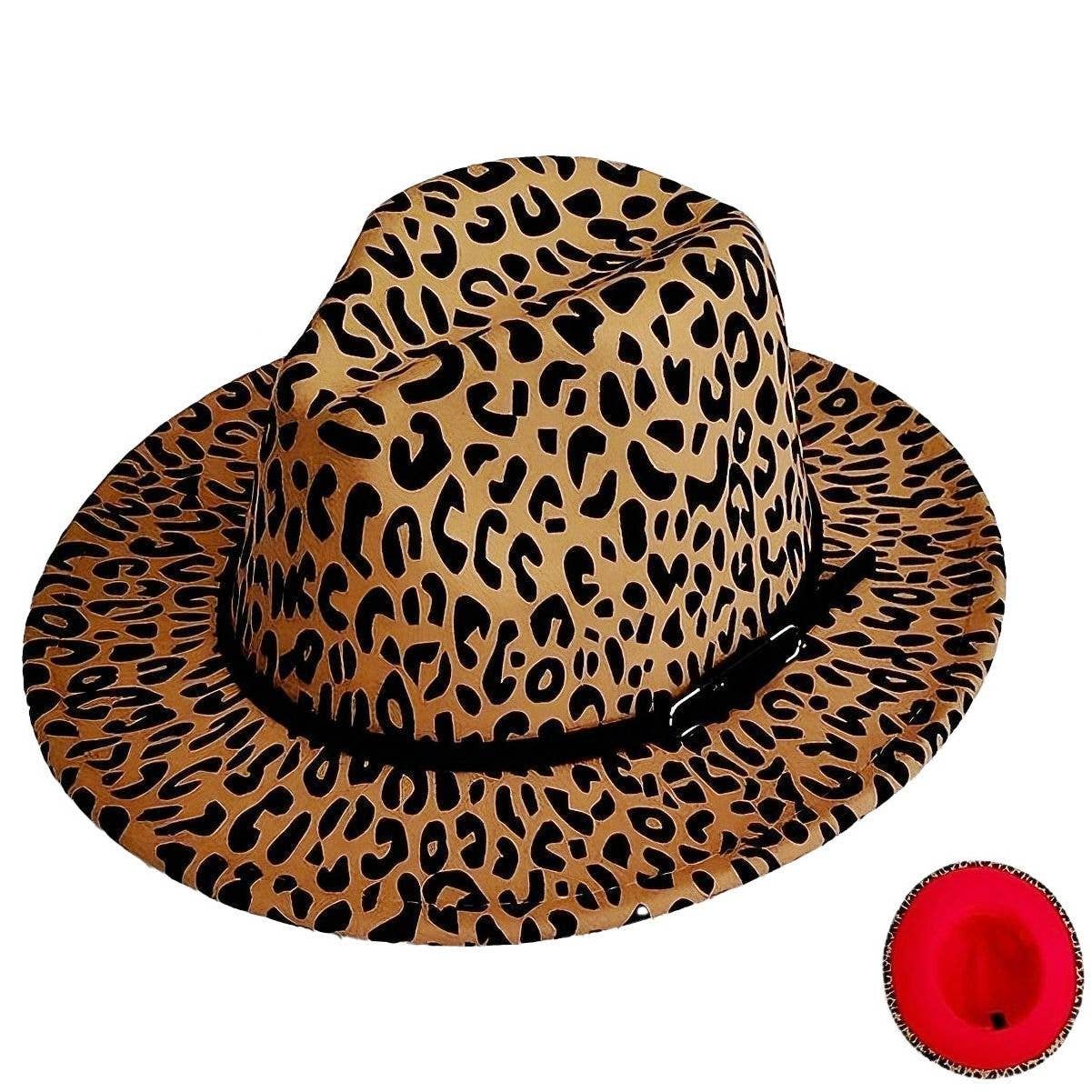 Diacly - Wholesale Fedora - Women's - Leopard Black PU Leather band Medium Brim Fedora Hat1