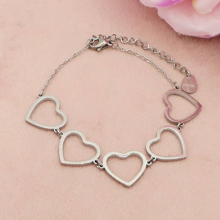 ARGENTO JOLIE multi hearts - Bracciale cuori in acciaio inossidabile for wholesale on Faire0