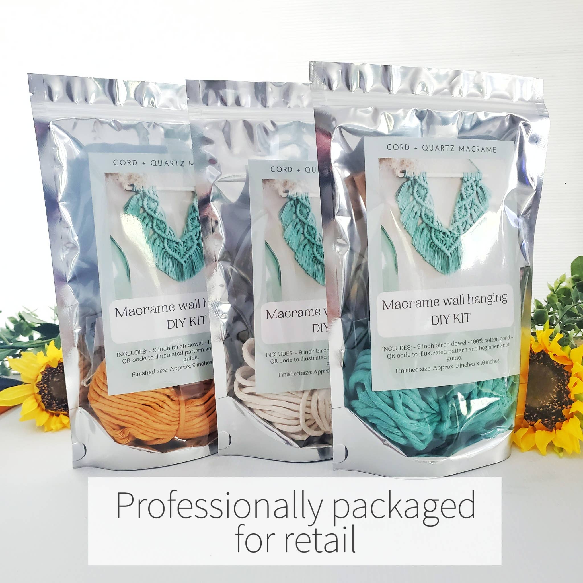 Cord + Quartz - Wholesale DIY craft kit - Macrame wall hanging DIY craft kit. "lacy" Beginner friendly4