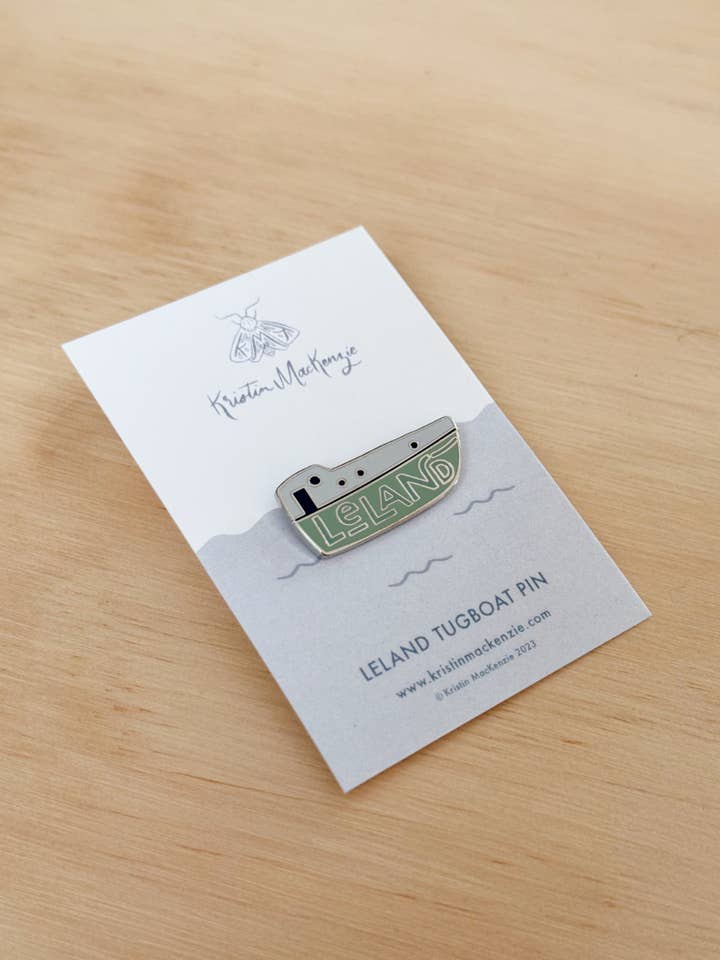 Leland Tugboat | Enamel Pin for wholesale by Kristin MacKenzie Fine Art