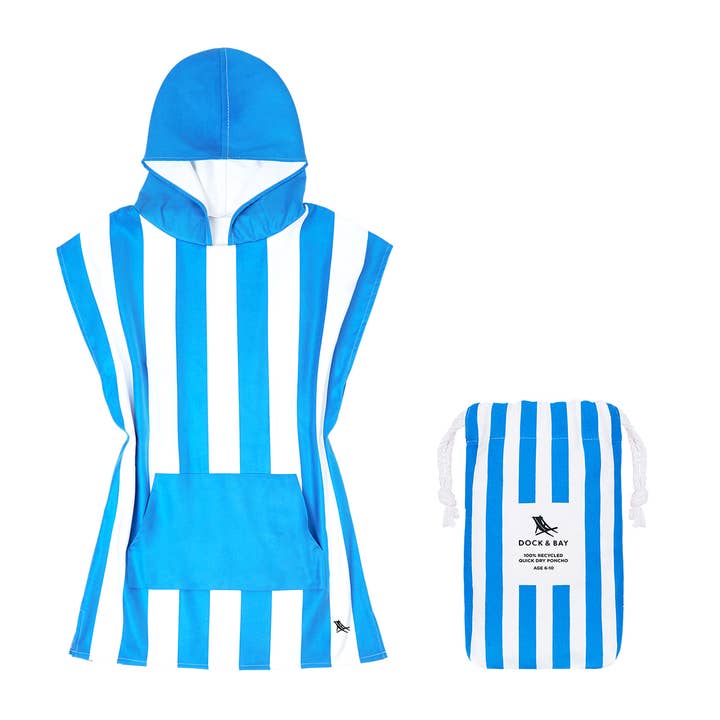 Until Pty Ltd - Wholesale Poncho towel – Child & baby - Dock & Bay Poncho Kids Cabana Collection 100% Recycled Bondi Blue2