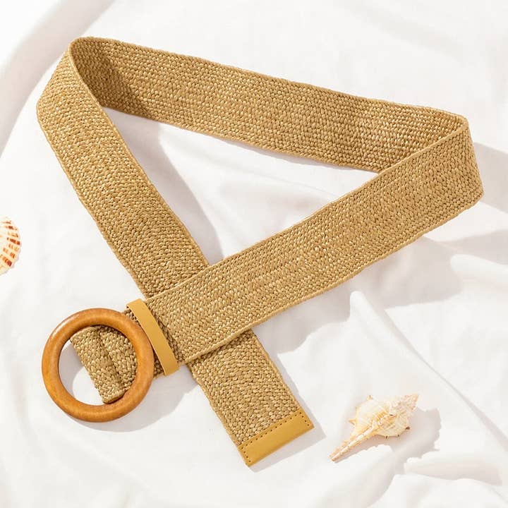KC Factory - Wholesale Belt - Women's - Stretch Belt - Beige (Braided Vintage Elastic)