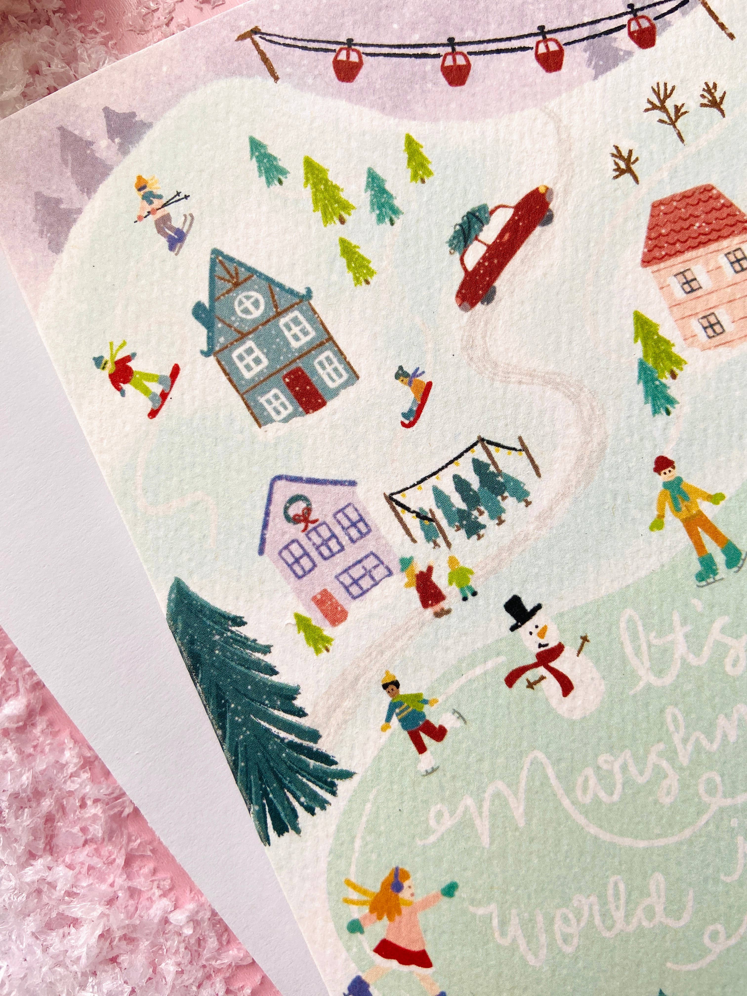 Makerie Day - Wholesale Christmas Card - Christmas Skating Marshmallow World - Greeting Card 1