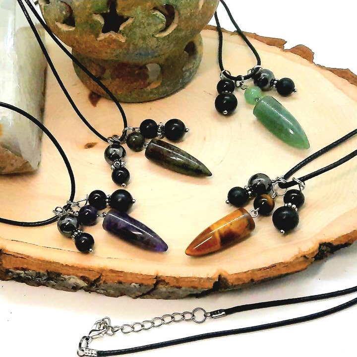 Secret Synergy Stones - Wholesale Pendant/Charm Necklace - Empath Protection EMF 5G Protection Healing Energy Necklace Bullet Pendant: Shungite Hematite Black Tourmaline
