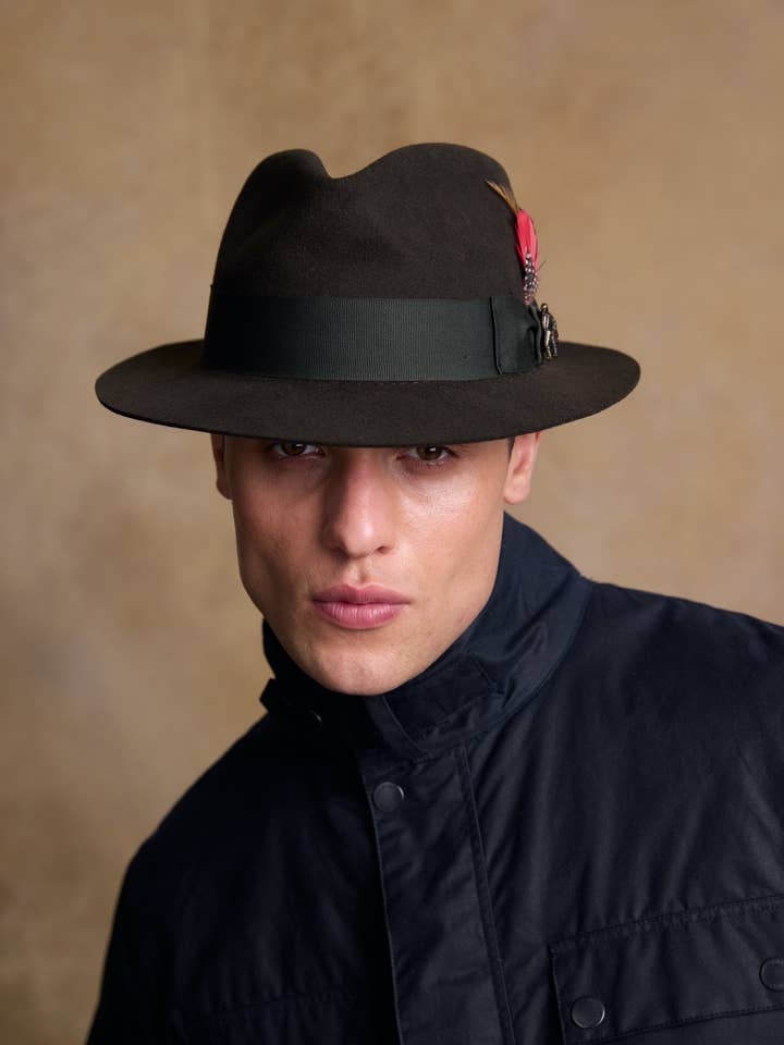 Kildare Felt Trilby Hat - Olive for wholesale by Jack Murphy Clothing