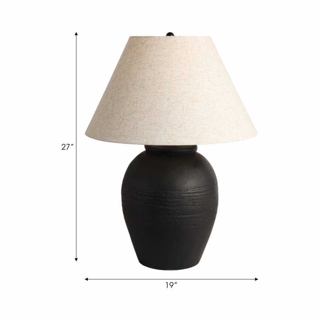 Sagebrook Home - Wholesale Accent/Desk Lamp - Black/Beige 27 in. Artisan Jug Table Lamp with Tapered Shade5