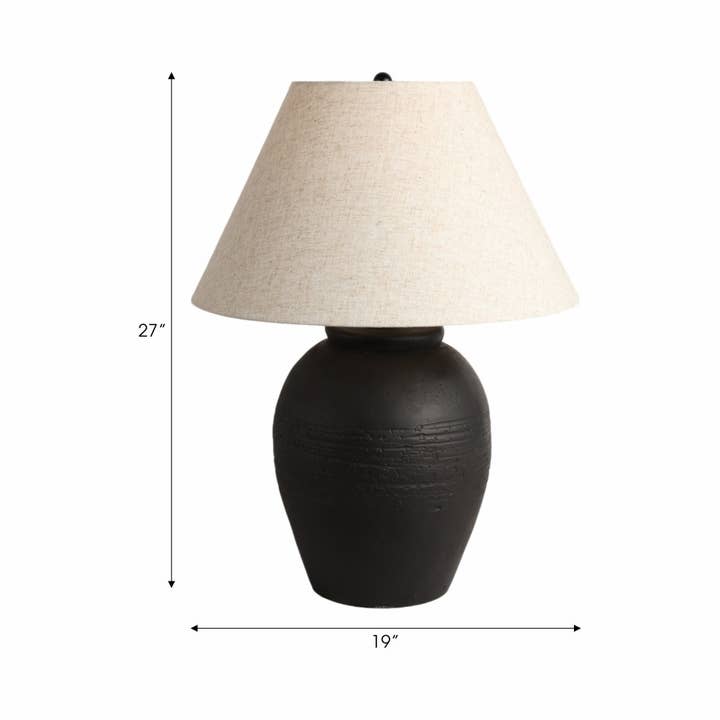 Sagebrook Home - Wholesale Accent/Desk Lamp - Black/Beige 27 in. Artisan Jug Table Lamp with Tapered Shade5