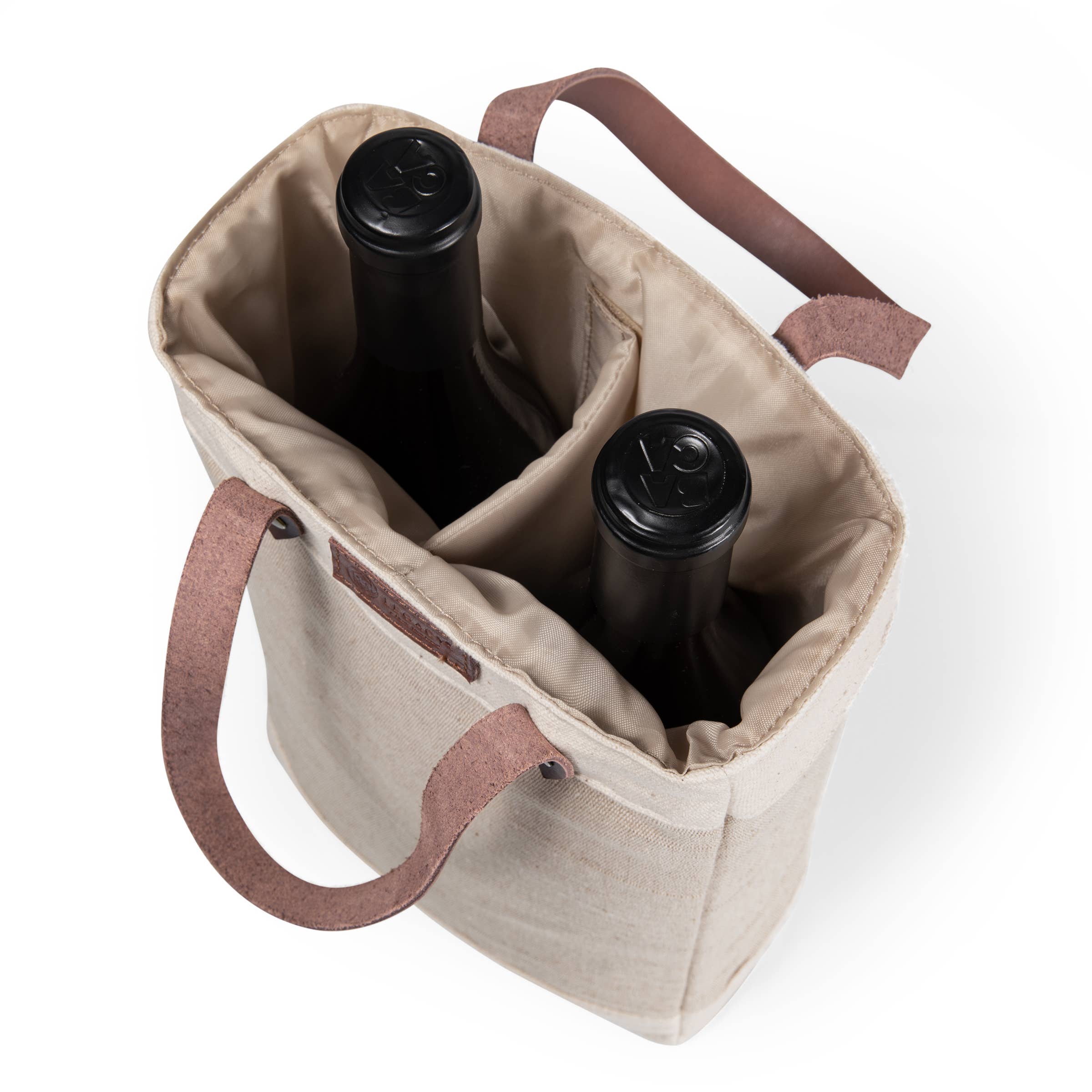 Beige Pinot - Jute 2 Bottle Insulated Wine Bag for wholesale on Faire7