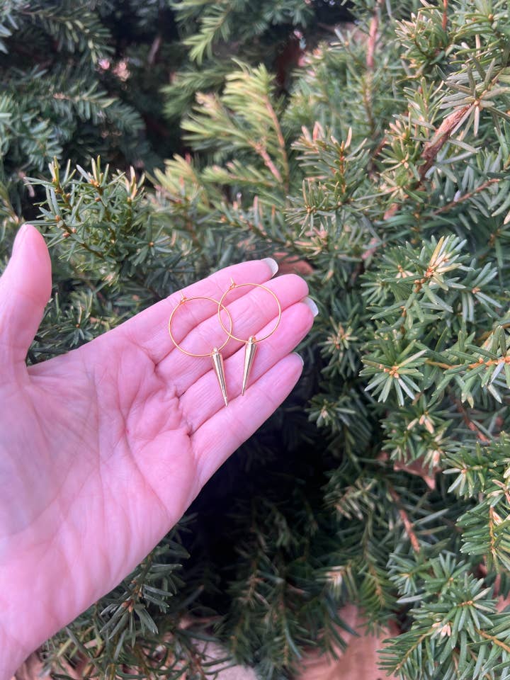 Gold Spike Hoop Earrings for wholesale by Baubles by B