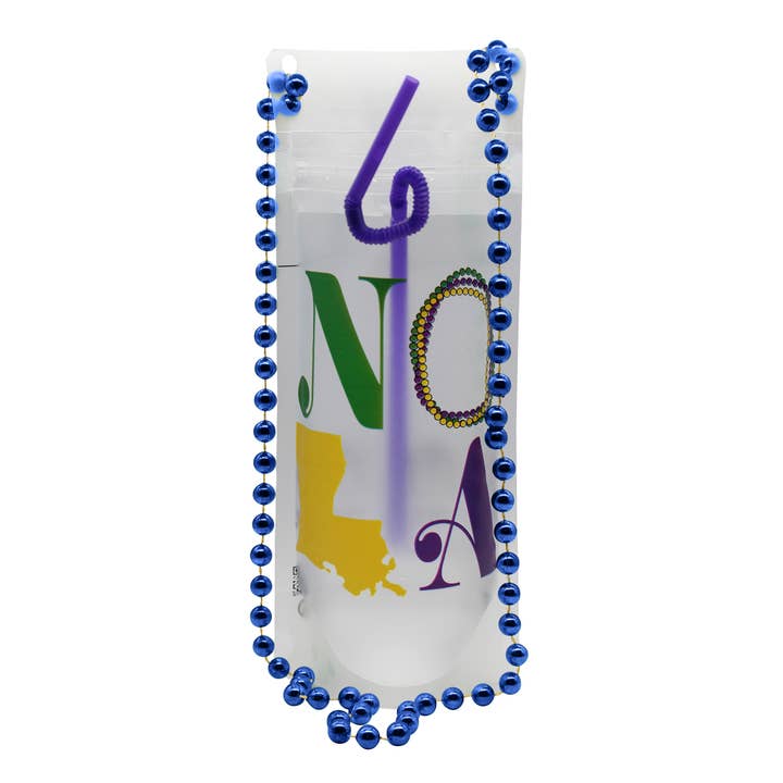 NeckSip - Wholesale Party Favor - NOLA Mardi Gras - Wearable Drink Pouches (16oz | 2-pk)