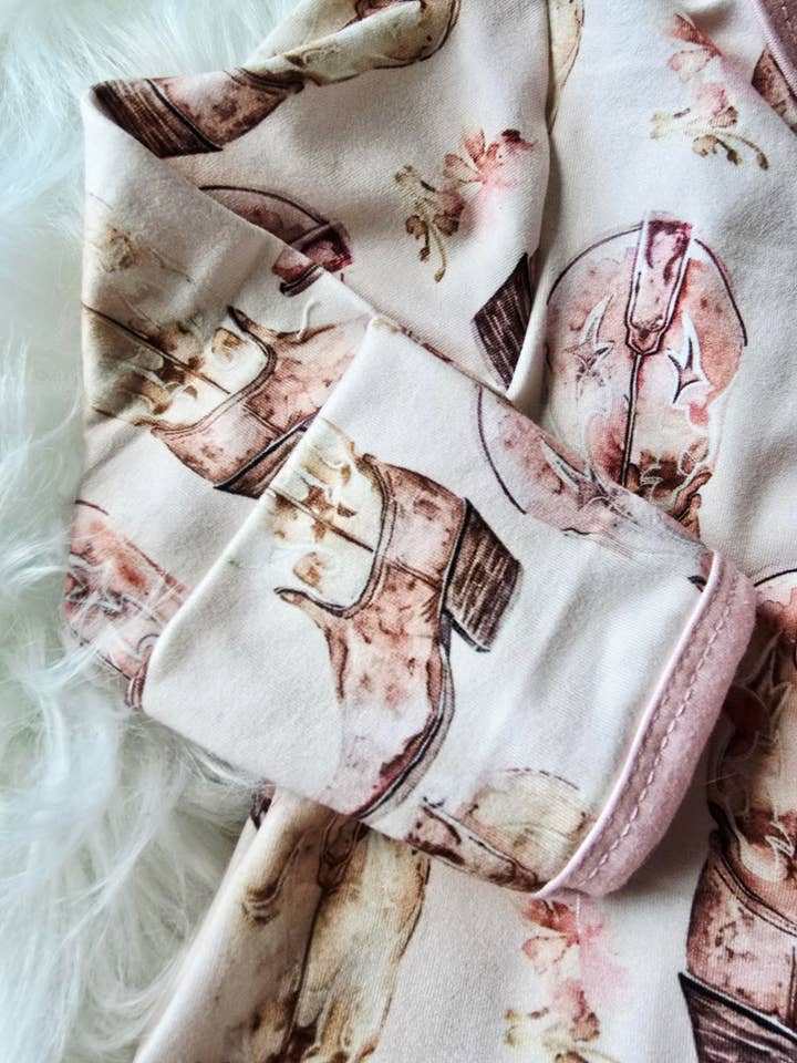 Rufflеѕ & Bоwtіеѕ - Affordable Boys & Girls Clothing - Wholesale Sleepsuit - Baby - Baby Girls Sleepers Jumpsuit - Western Cowboy Boots 1