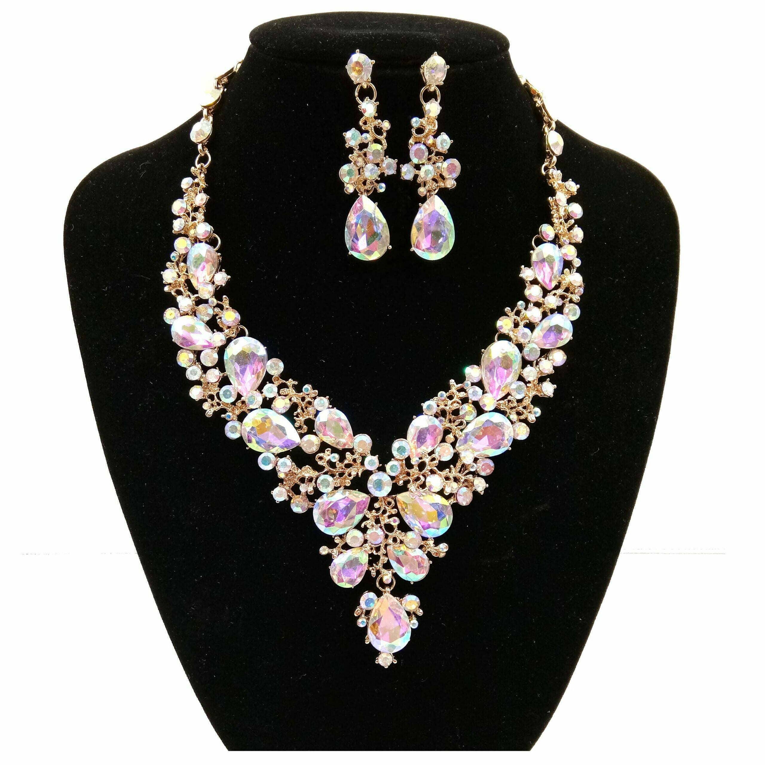 Diacly - Wholesale Jewelry Set - Vine Theme Casting Rhinestone Necklace Set0