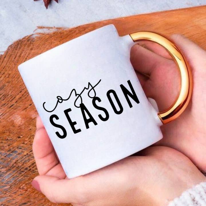 Gold Christmas Mug - Cozy Season - Minimalist for wholesale by Jackson + Wyatt