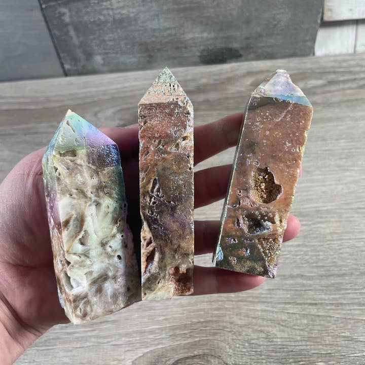 Keystone Crystals - Wholesale Spiritual Stone/Crystal - Angel Aura Drusy Sphalerite Obelisk Tower – Crystal Decor5